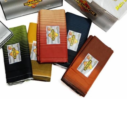 ➫ Sarung WADIMOR Aneka Motif - Padang Horizon Horison Hitam Putih Polos - Tenun Songket Sholat Premi