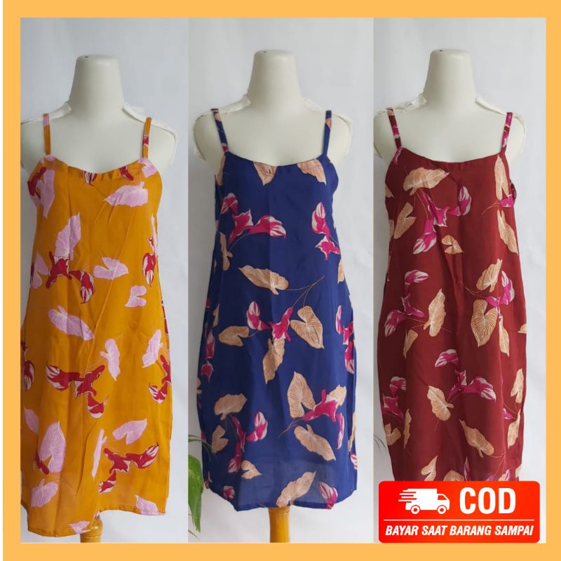 Dress Daster Tidur bali Rayon rumah rumahan Pendek Wanita Adem Murah Kekinian Tali Satu Kecil