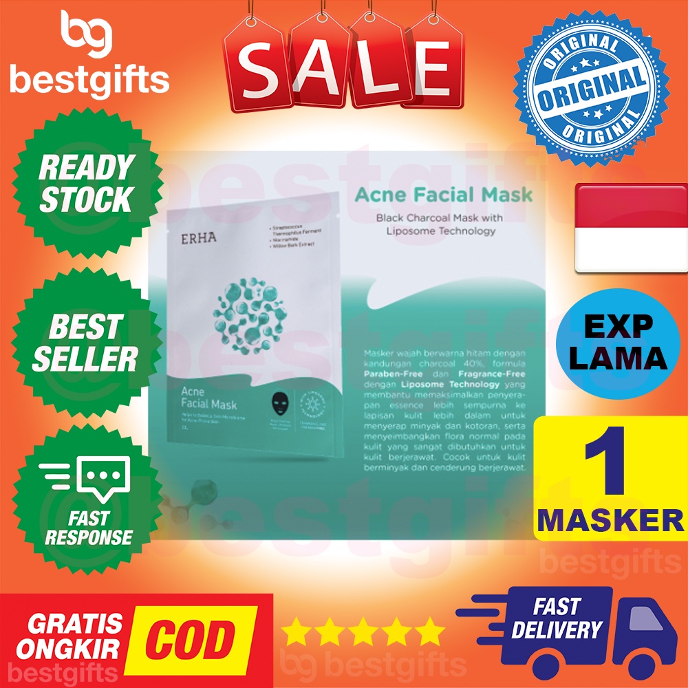 ERHA ACNE FACIAL MASK MASKER WAJAH JERAWAT UNTUK KULIT MUKA BERJERAWAT MENYERAP MINYAK BAKTERI 1 PIECE