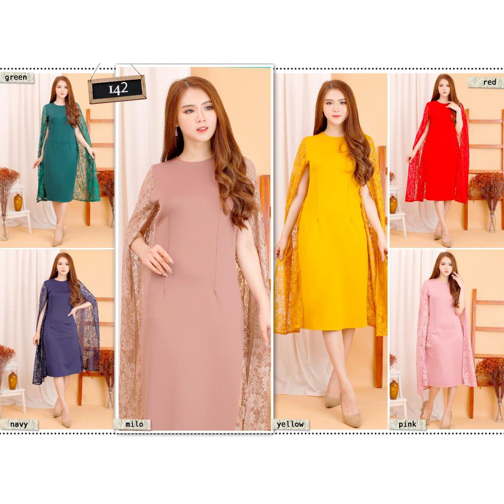 Kathryn collection #142 , DRES ROK SPAN SCUBA IMPORT PREMIUM KOMBINASI BRUKAT GLITER