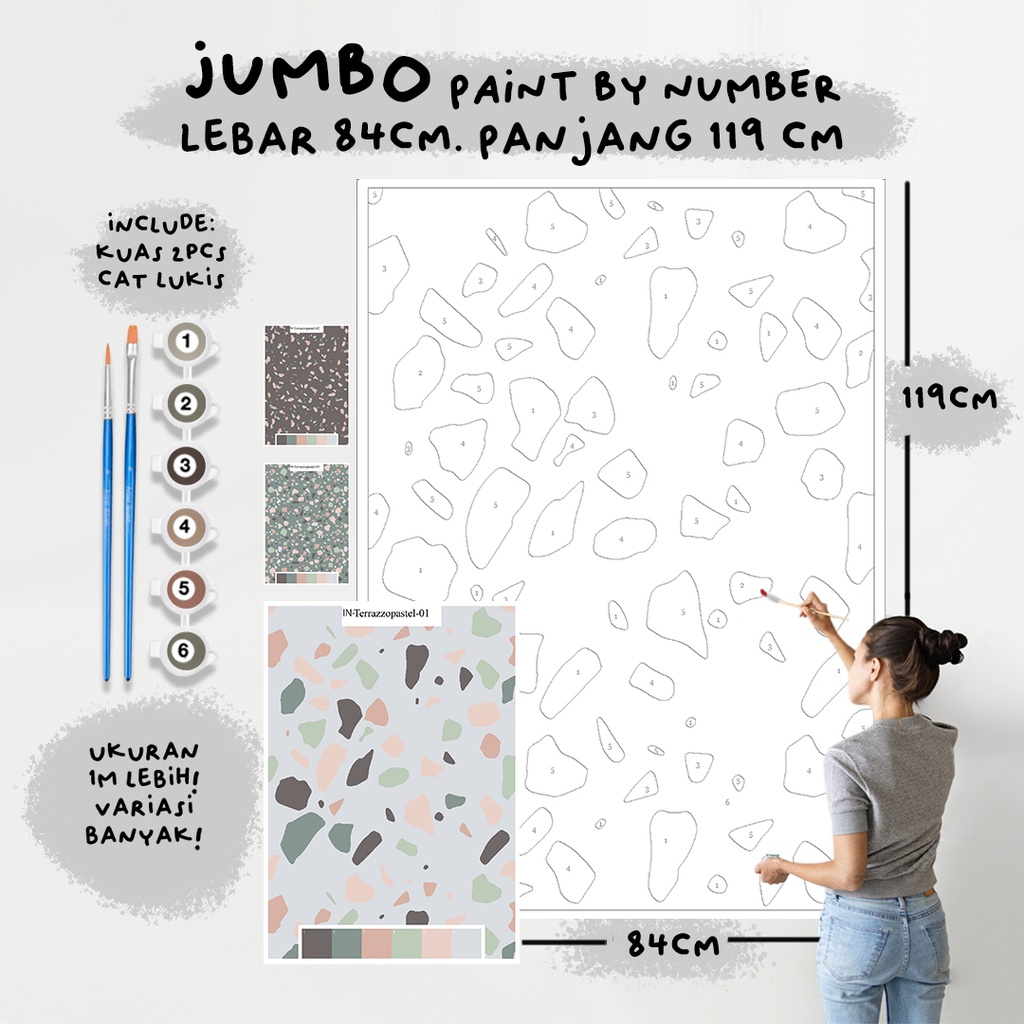 

JUMBO Paint By Number Kit, TERRAZOPASTEL paint by number besar a0