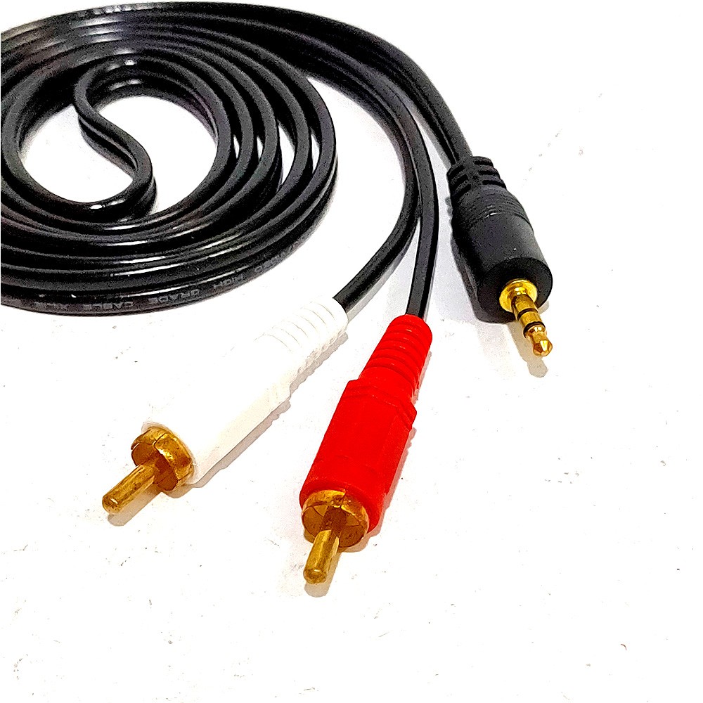 KABEL AUDIO RCA 1x2 JACK 3.5mm - AUX 1 KE 2 WARNA HITAM