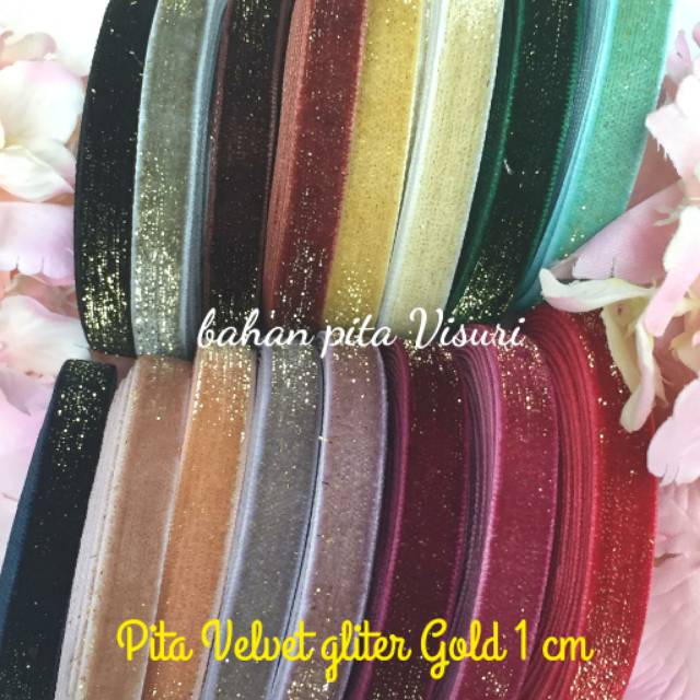 Pita Velvet Gliter Gold 1 cm per yard (90 cm)