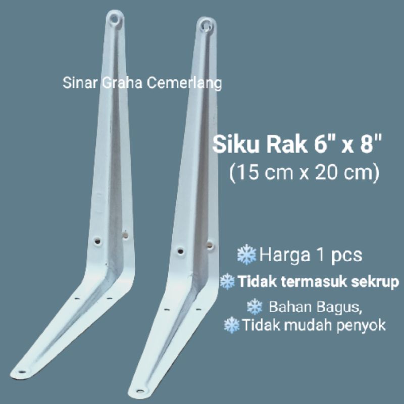 Siku Rak Besi Siku L 6x8 inci (15 cm x 20 cm) | Siku Ambalan