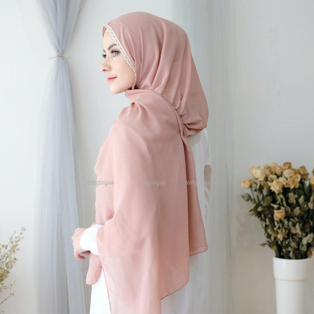 KERUDUNG PASHMINA TALI RENDA ELMA / JILBAB PASHMINA TALI CERUTI / HIJAB PASMINA BAHAN CERUTY