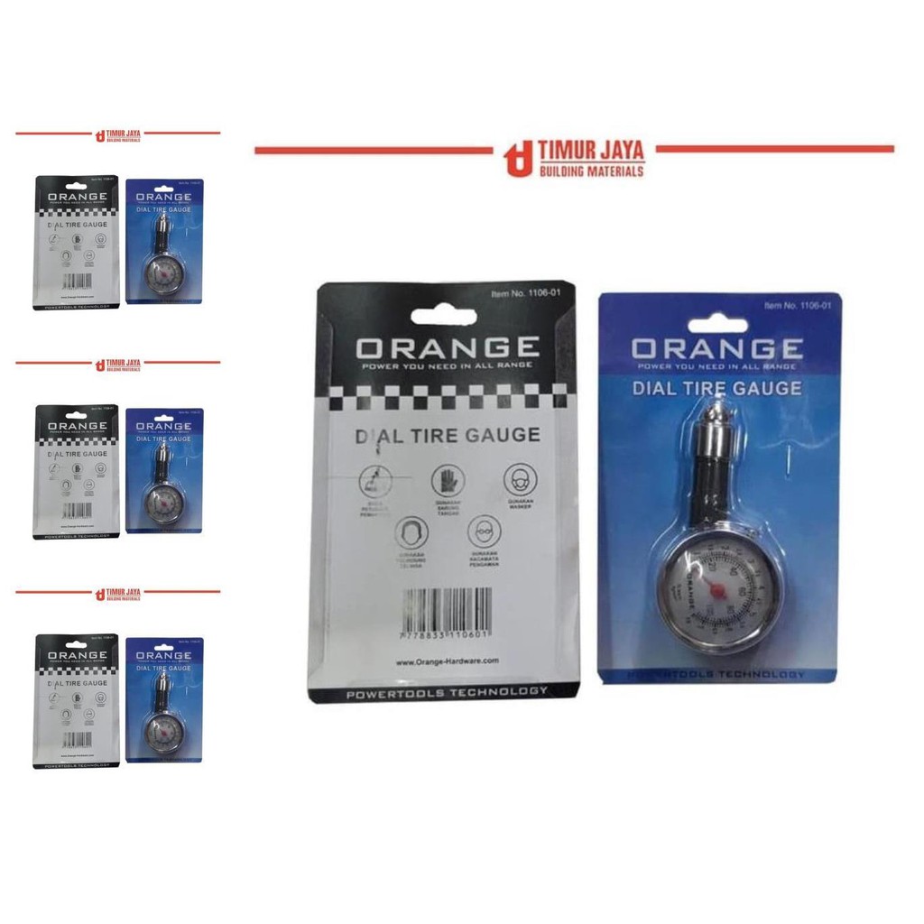 orange tire pressure gauge besi alat tester ukur tekanan angin ban
