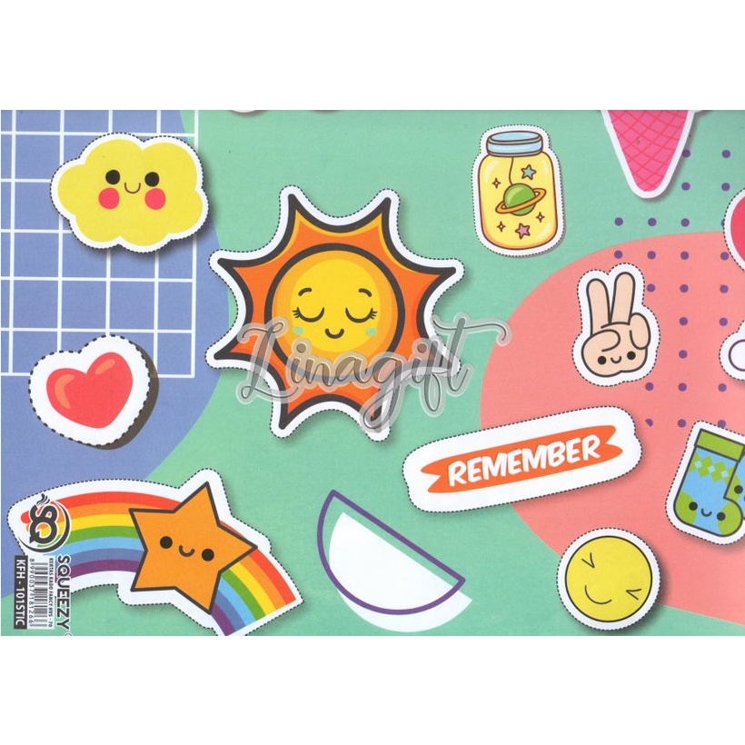 ( 5 Lembar ) KERTAS KADO SQ DOFF - GIFT WRAPPING PAPER STICKER ICONS CUTE SIMBOL STIKER BUNNY EMO EMOTICON