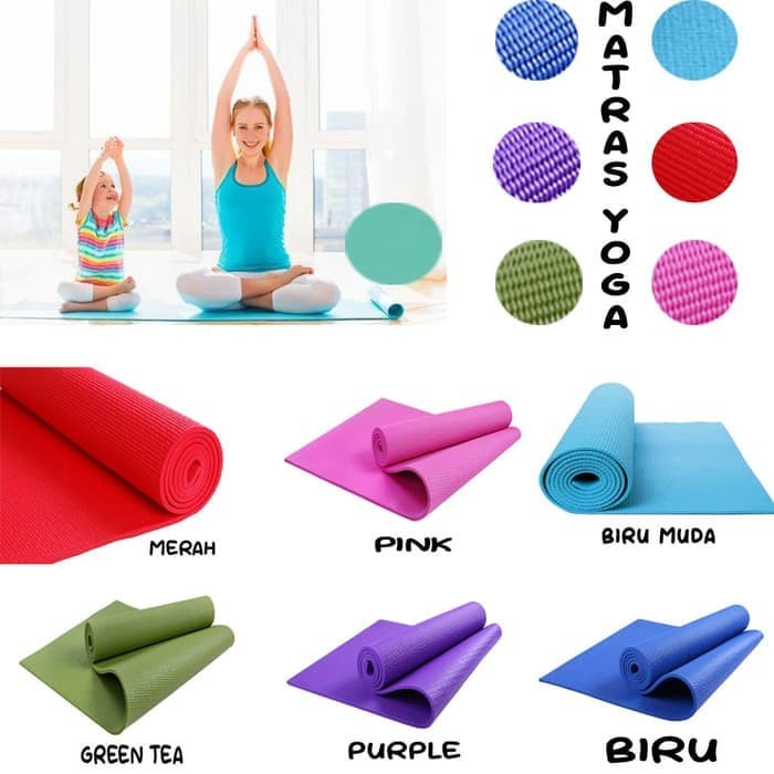 Matras Yoga Anti Selip Kualias Bagus + TAS / Matras Yoga Tebal 5Mm / Matras Olahraga PPKM / WFH COD