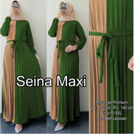 Maxy Seina Baju Gamis Muslim Terbaru 2021 Model Baju Pesta Wanita kekinian Bahan moscrepe Kekinian