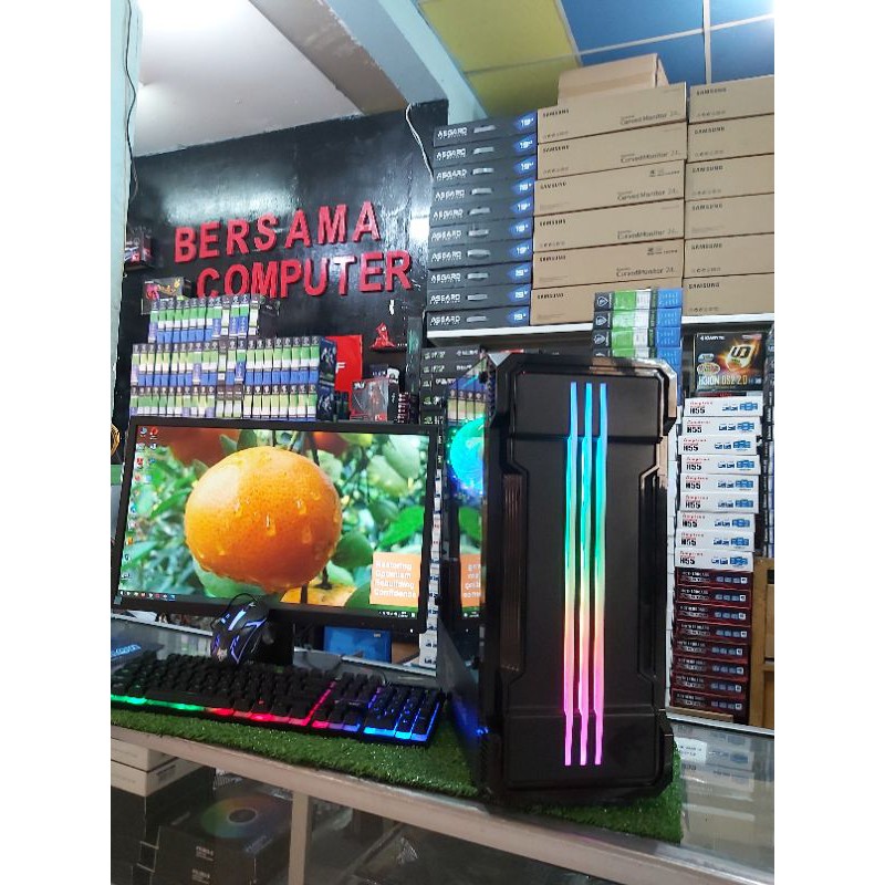 pc gaming i7 ssd 240gb monitor 19 siap pakai