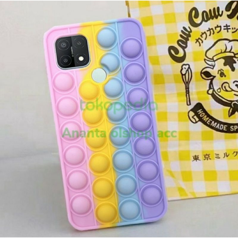 CASING SILICONE OPPO A15 POP IT BUBBLE WARNA PELANGI CASING COVER ORIGINAL