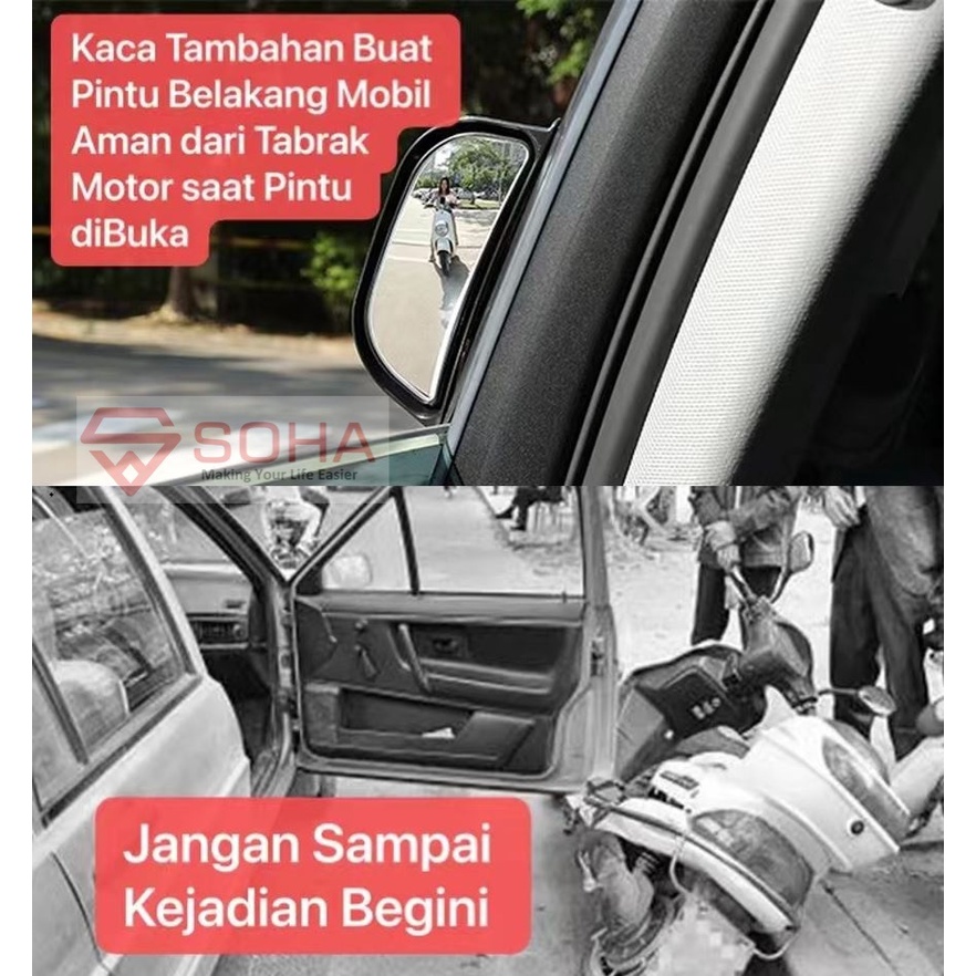 AM-19 Spion Pintu Blind Spot Mobil Cermin Kaca Samping Tambahan Baris Tengah Titik buta mobil sudut lebar Adjustable Wide View Jangkauan Luas ACP-200