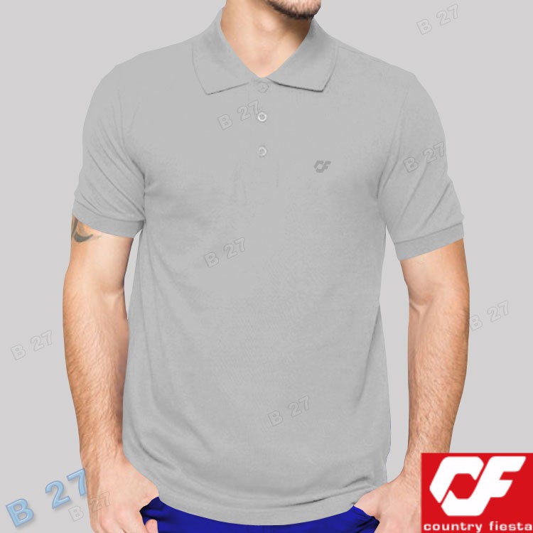 Kaos Kerah P2 13 Pendek Country Fiesta Abu Muda Original Polos Pria