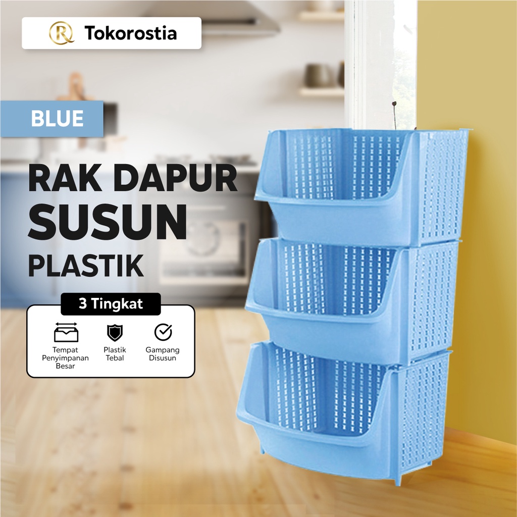 Rak Susun Serbaguna Dapur Tempat Penyimpanan Plastik 3 Tingkat