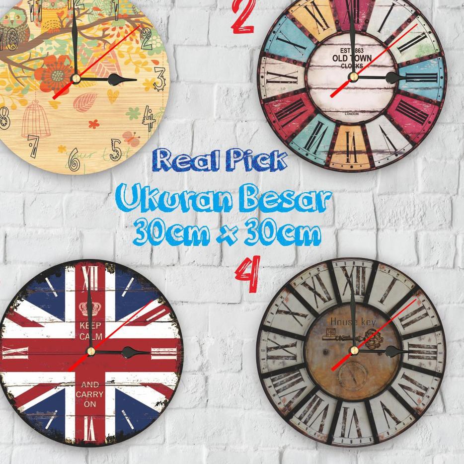 Trend Jam Dinding Shabby Chic Wall Clock Jam Dinding Unik Wooden