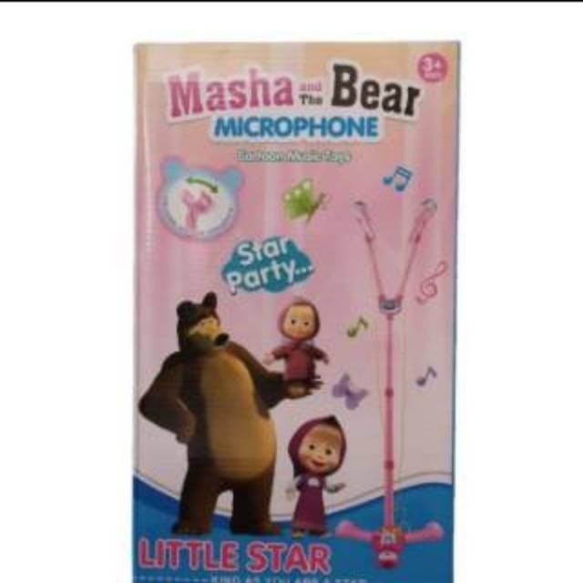 MAINAN ANAK STANDING MIC DOUBLE MASHA BEAR 2 TIANG