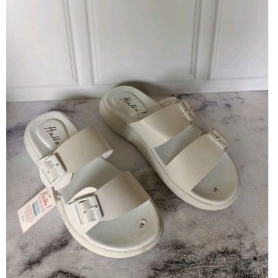 Hello - Sandal Wanita Slip On Strap 2 Korean Styles Puffy birken Sandal Slip On mules {Sara02}