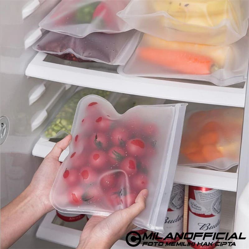 GS8 KANTONG PLASTIK ORGANIZER MAKANAN SILICONE FOOD BAG ZIPLOCK size s