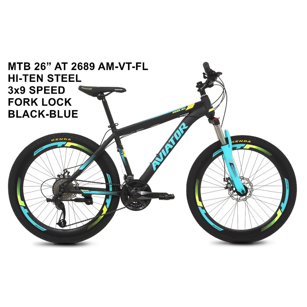 SEPEDA GUNUNG AVIATOR MTB 26 2689 AM-VT FL HITAM-BIRU