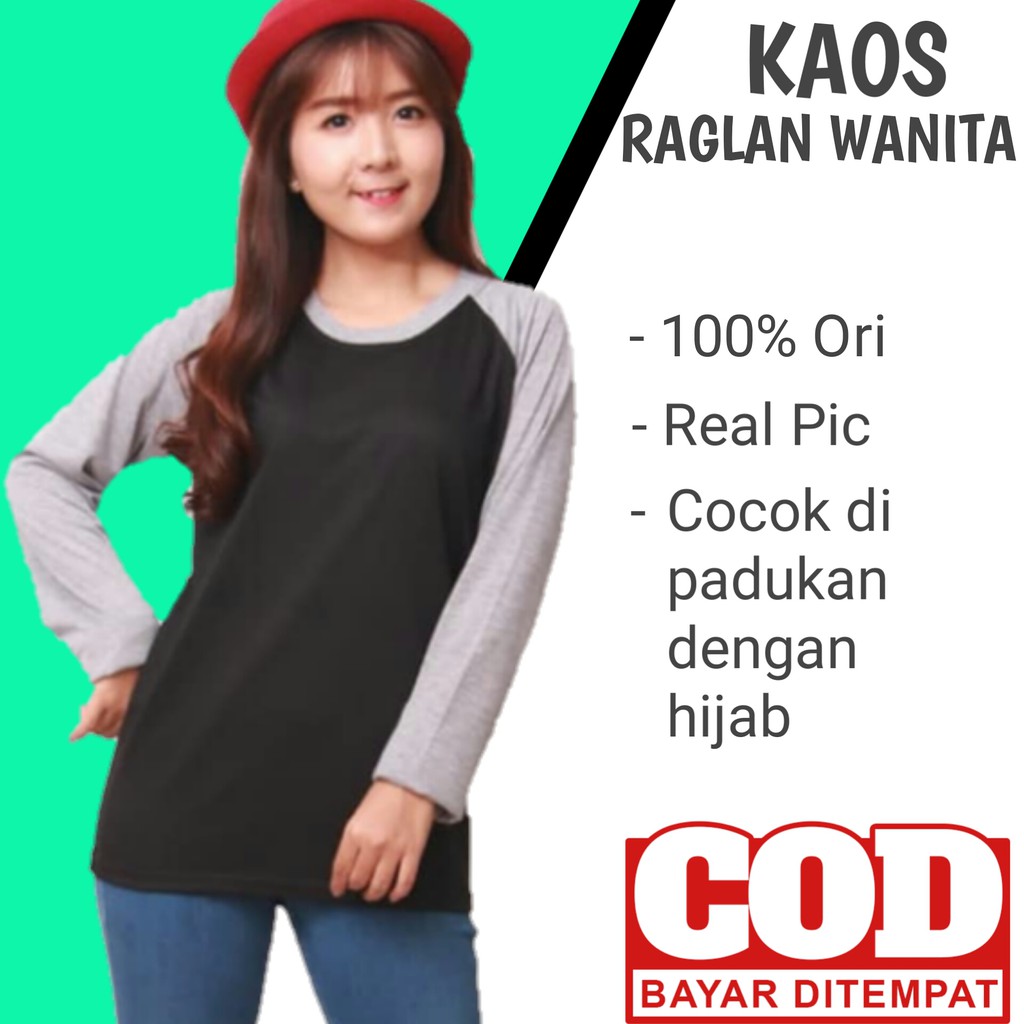 kaos raglan wanita lengan panjang baju wanita lengan panjang baju perempuan lengan panjang ke126