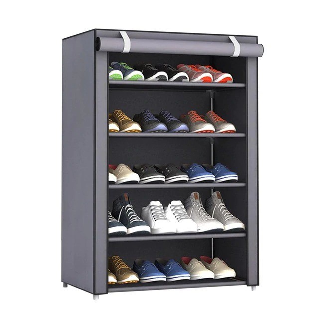 GS8 Rak Sepatu Sandal Multilayer Shoe Rack Cloth Cabinet Storage 10 Layer HQXYG023 Gray Silver