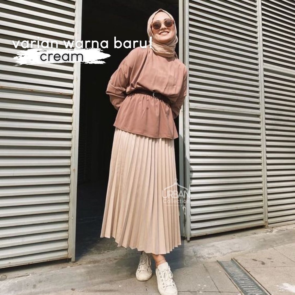 ROK PLISKET PREMIUM / ROK PLISKET PANJANG / ROK PLISKET WANITA / ROK PLISKET MAYUNG / BASIC PLEATED SKIRT [ COKLAT SERIES ]