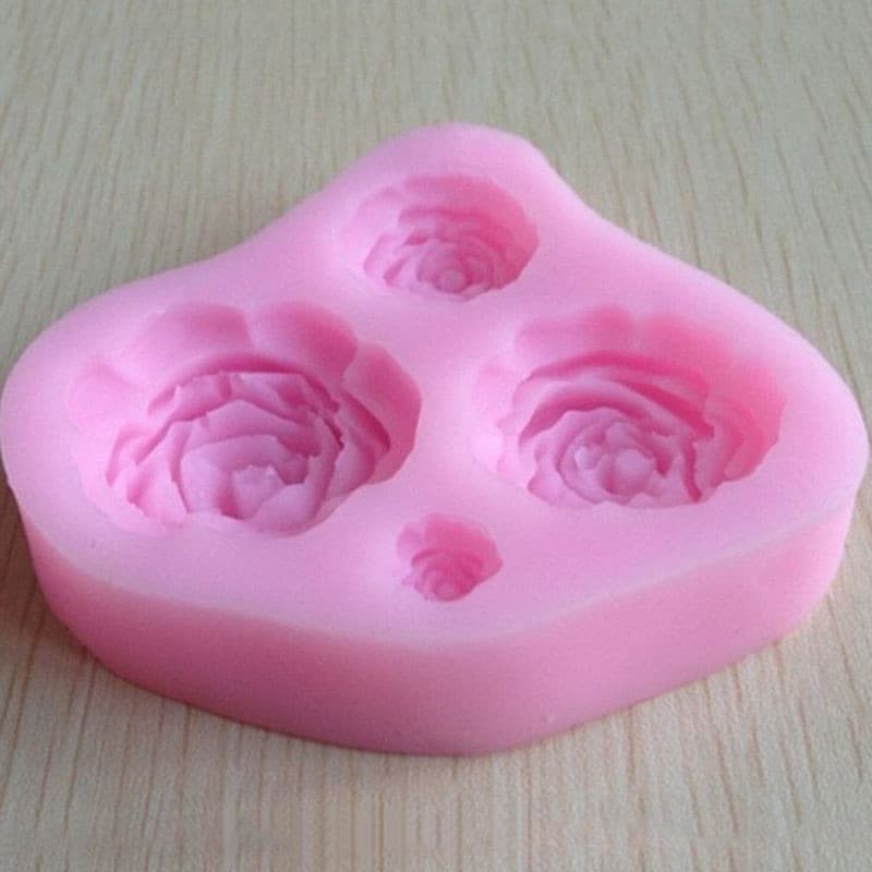 3D Silicon Mold Fondant Cake Decoration - 4Size Rose Flower