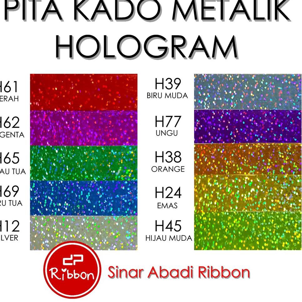 

REAL PICT ! Pita Kado METALIK HOLOGRAM LASER Jepang/Plastik/Kertas RIBBON 2cm 3/4