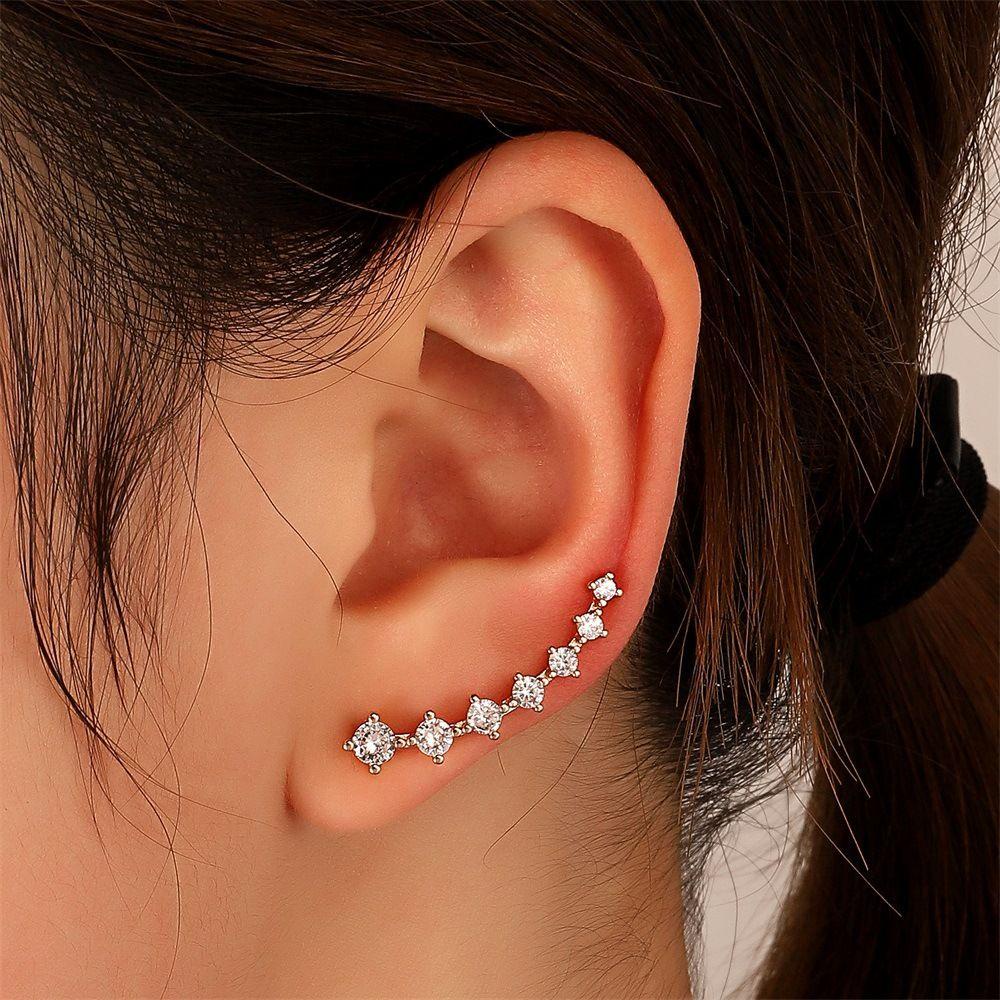 Solighter Anting Bintang Fashion Warna Emas Zirkon Tindik Stud