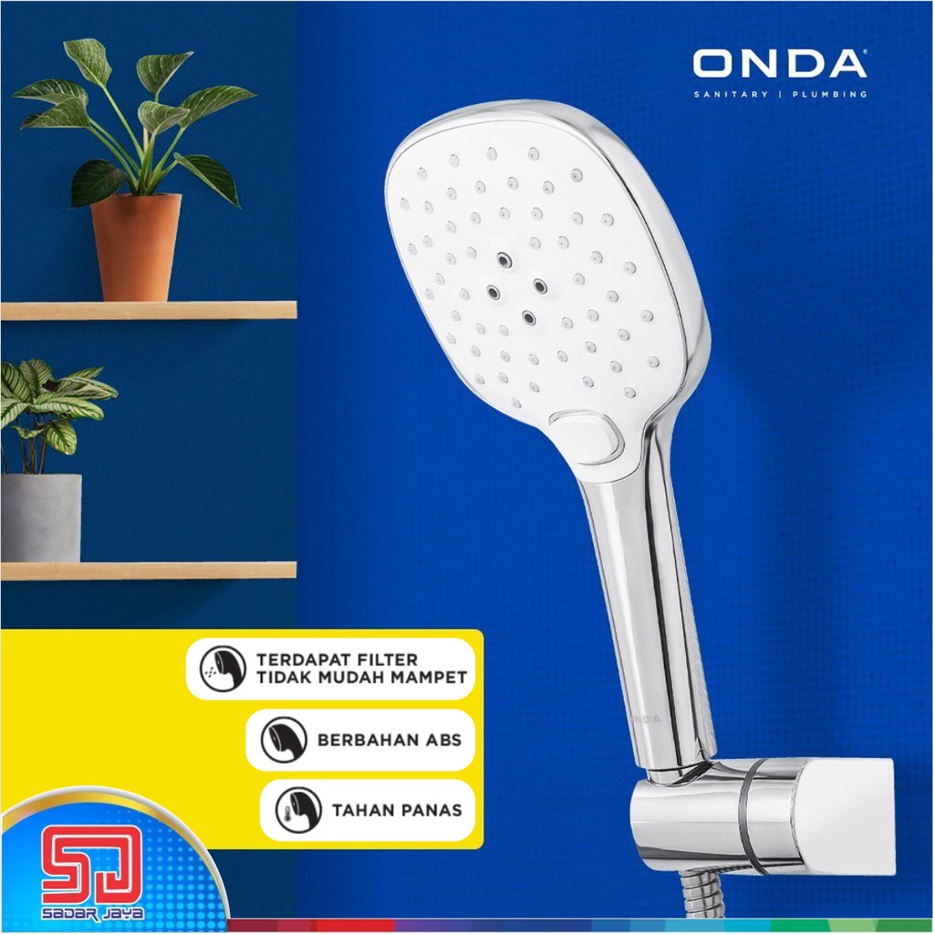 ONDA SO RS Flexible Hose Hand Shower Mandi 3 Mode Pancuran 1/2&quot;