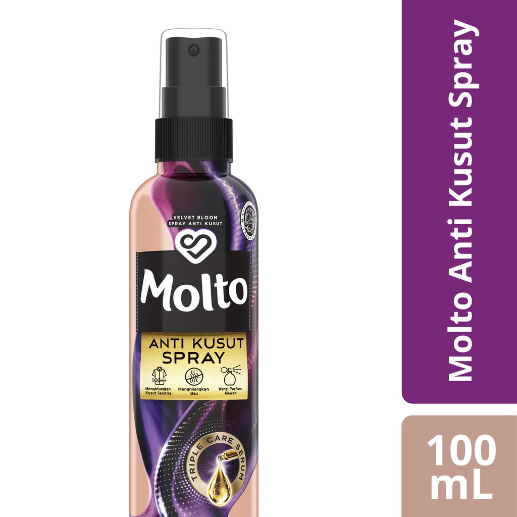 Molto Anti Kusut Velvet Bloom Spray 100mL - Spray anti kusut, spray pakaian
