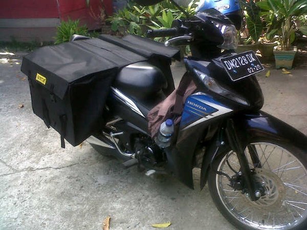 Tas Kurir Motor, Tas Keranjang Motor, Tas Kanvas Motor, Tas Pos Motor - size Jumbo