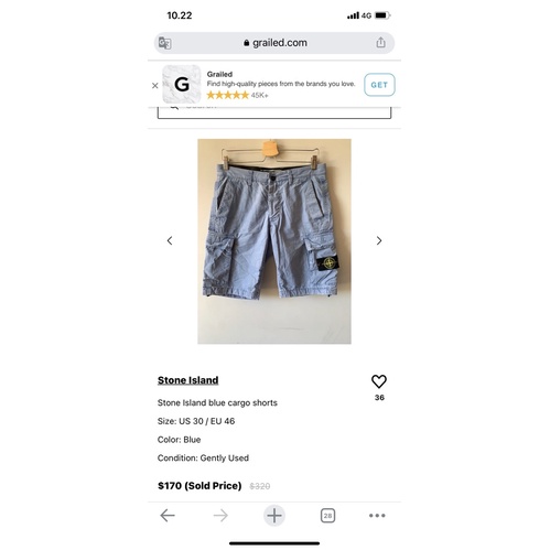 stone island cargo short blue (second original)