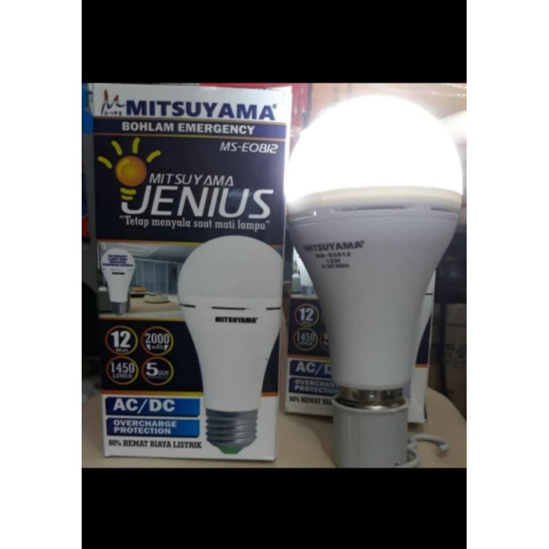 BOHLAM LAMPU LED EMERGENCY MITSUYAMA JENIUS 12WATT ORIGINAL ASLI