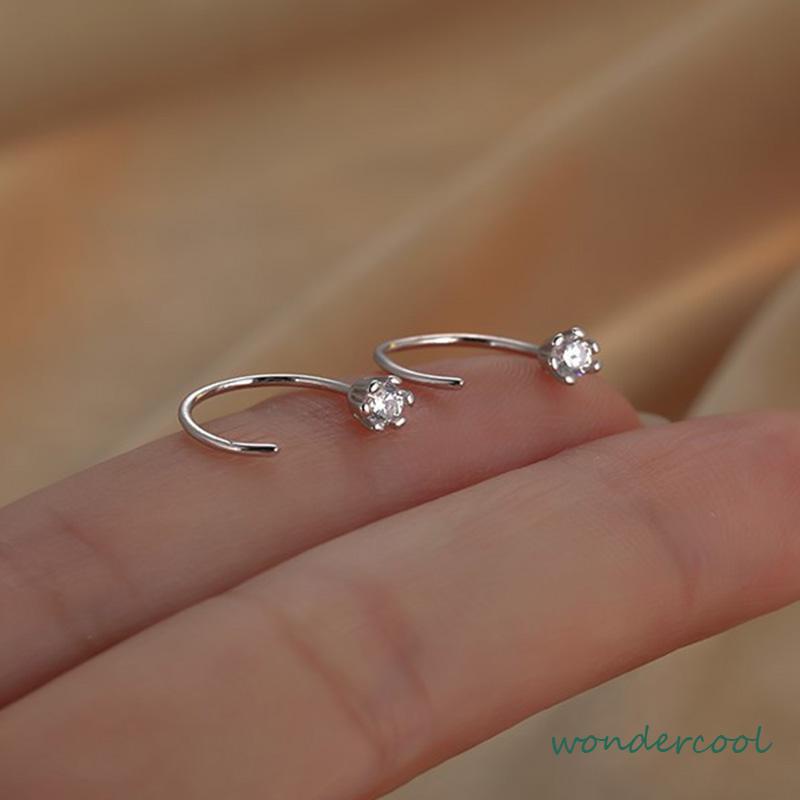 Anting Zirkon Temperamen Fashion Wanita Tidur Gratis Melepas Anting-Anting Trendi Yang Indah-Won