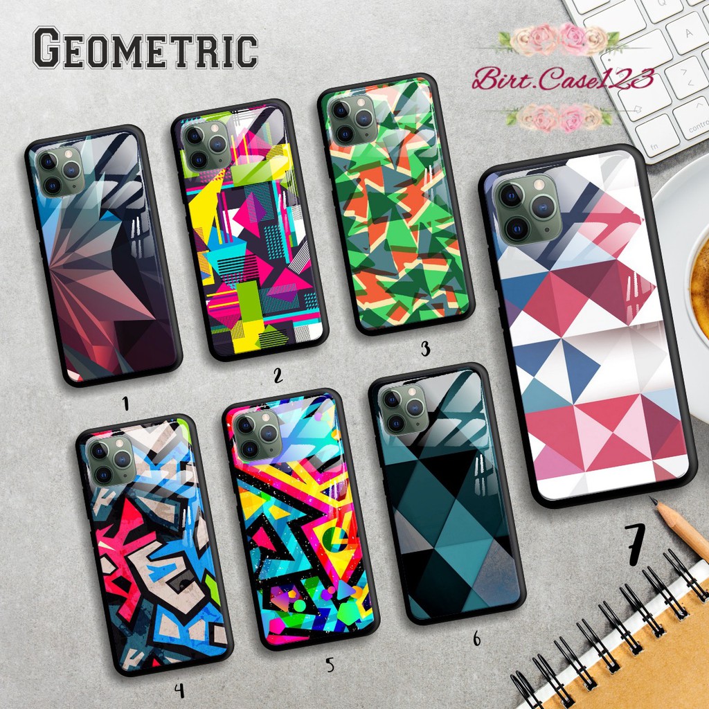 Back case glass GEOMETRIC Oppo A3s A1k A5 A9 2020 A7 F9 A5s A31 A52 a53 A92 A37 A57 A59 A71 BC1408