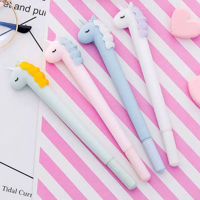 Bolpoin Unicorn Premium Tinta Gel Perempuan Anak Journaling Tipis Karakter Pink Pastel Kado Anak Perempuan Alat Tulis Tempat Pensil Sekolah Back To School