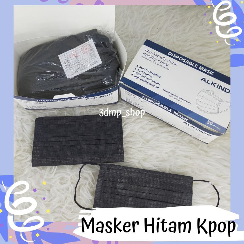 [Isi 50] Masker Hitam Earloop dan Hijab BT21 Anak