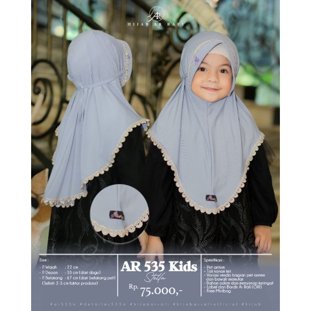 Ar 535 Kids - Hijab instan - Hijab Anak - Original By ArrafiHijab Pusat