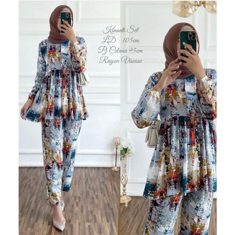 One set Rayon Premium Setelan Piyama Motif Terbaru-Kinanti Set