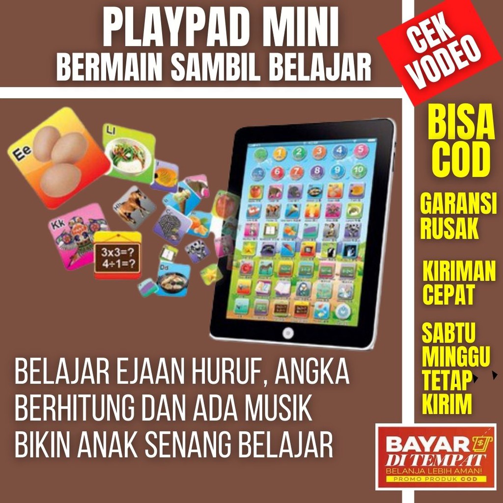 [AS6 - BISA COD] Mainan Anak Play Pad Mini 2 Bahasa Inggris Indonesia Bisa Belajar Membaca Huruf Ang