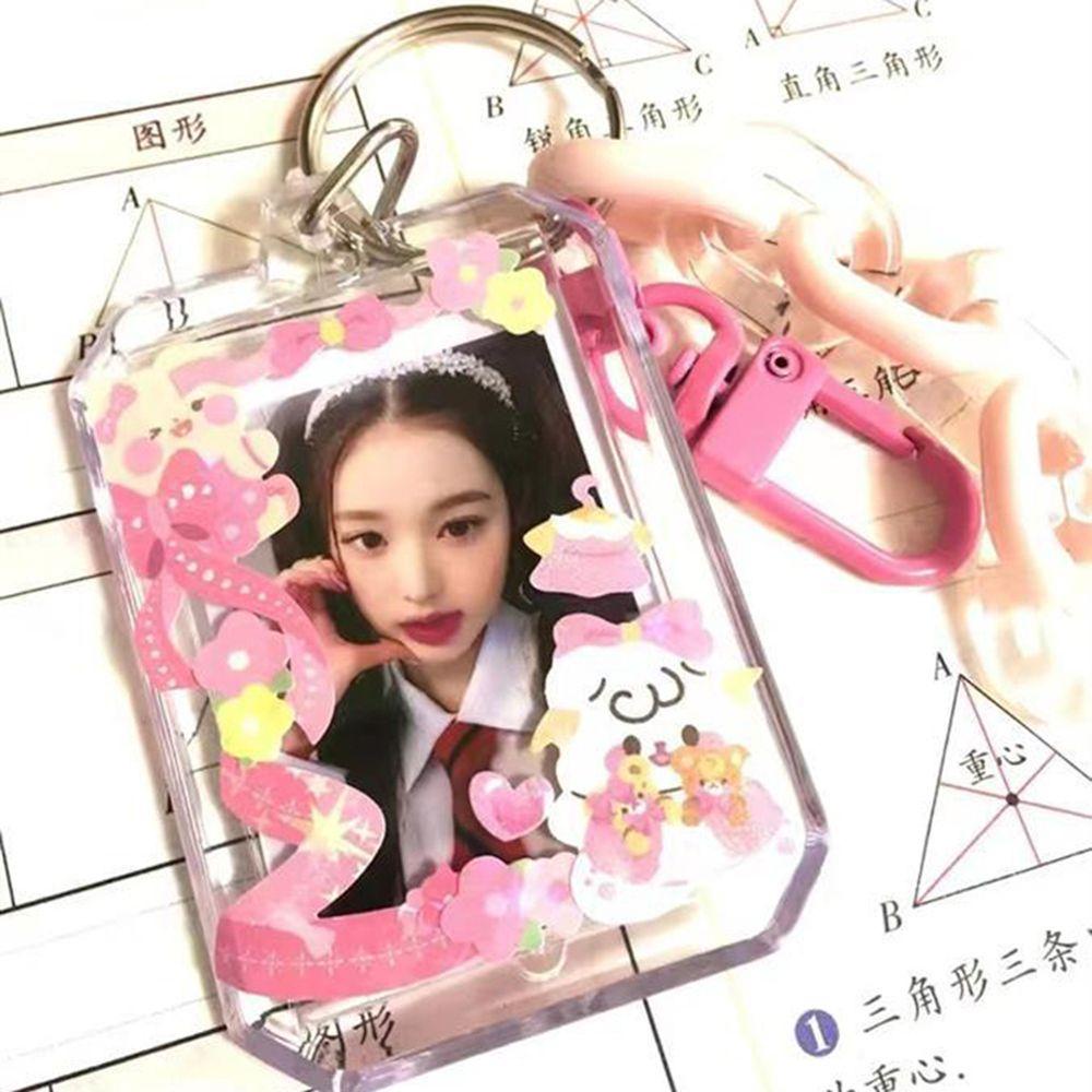 Mxbeauty Photocard Holder 1PC Kawaii Student Collect Transparan Album Pelindung Foto Photo Card Kartu Pelajar Case Gantungan Kunci