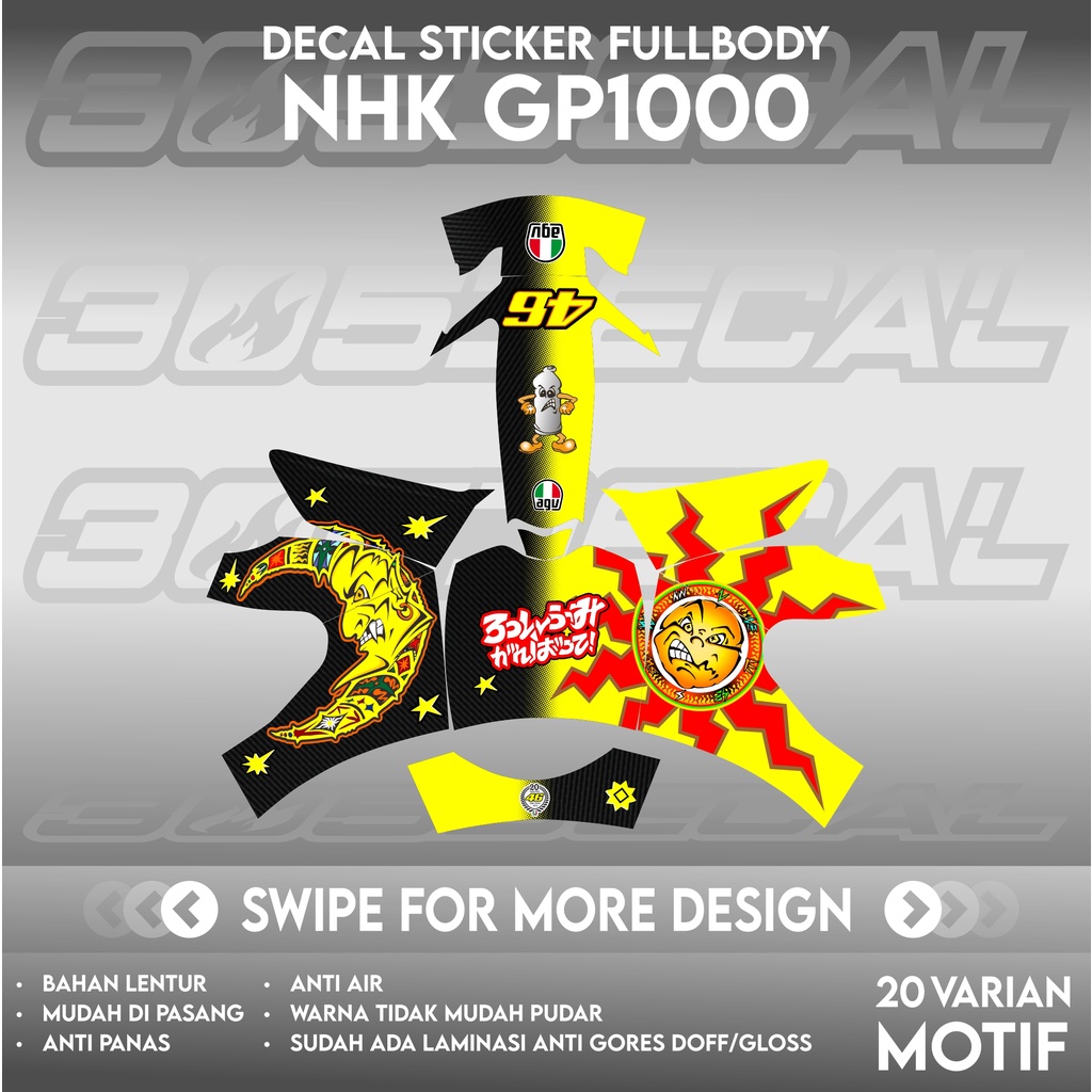 Sticker Decal Helm NHK GP1000 Motif solleluna aniversary rossi | DECAL HELM | DECAL HELM FULL BODY