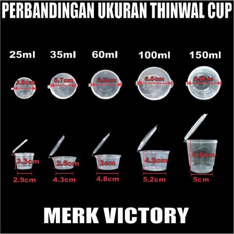 Thinwall Cup 25ml 35ml 60ml 100ml 150ml Per Dus Bulat Cup Sambel n Cup Puding Plastik Gjk