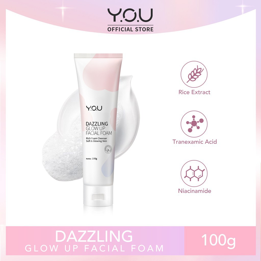 YOU Skincare Dazzling Glow Up Facial Foam 100ml | Y.O.U Kosmetik Pku