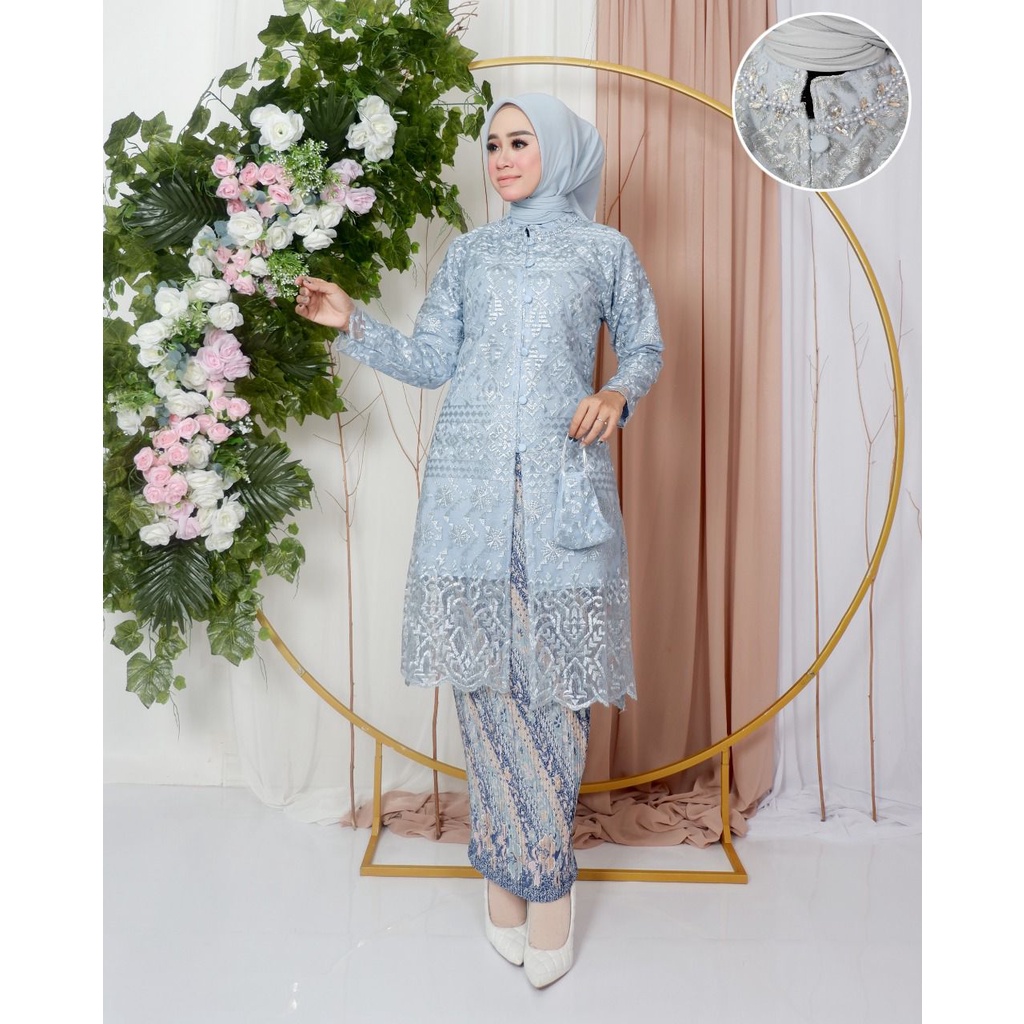 YS Kebaya Stelan Adeeva Mutiara Payet ST / Kebaya Wisuda / Kebaya Seragam Nikah / Kebaya Brukat Payet Modern