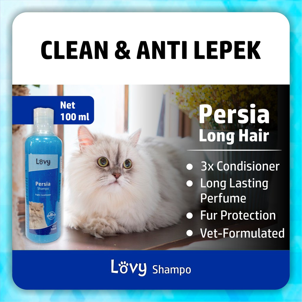 shampo kucing persia |   putih ori |  untuk bulu rontok |   anti kutu dan jamur | Kucing Persia Anggora Shampo LOVY 100 ML