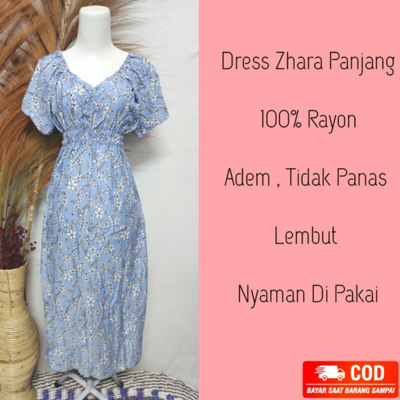 Dress Daster Zhara Bali Rayon Rumah Rumahan Panjang Wanita Adem Murah Kekinian Homey Dress Aneka Mot