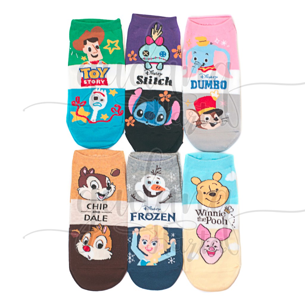 Kaos Kaki Wanita Korea Karakter Half and Half Beruang Gajah Elephant Socks GH 103220