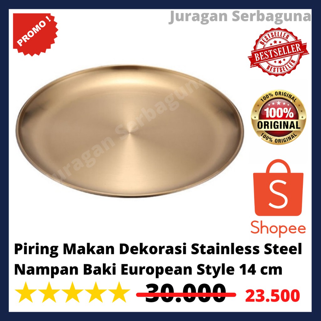 Piring Makan Dekorasi Stainless Steel Nampan Baki European Style 14 cm